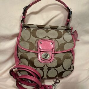 Coach 70th Anniversary Crossbody Bag Willis Brown and Pink Signature Leather
